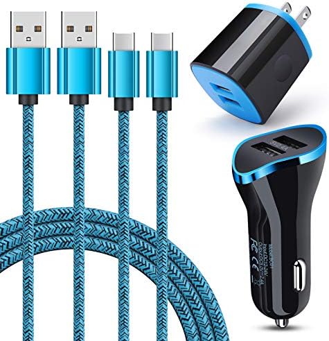 USB C Charger Set for Samsung Galaxy S21 Ultra 5G S20 FE Note 20 S10E S10 Lite S9 S8 A10E A20 A21 A51 A01 A50 A71, Google Pixel 5 XL/5 4 XL 3A 3 XL, Wall Charger Block + Car Charger +2PC Type C Cable