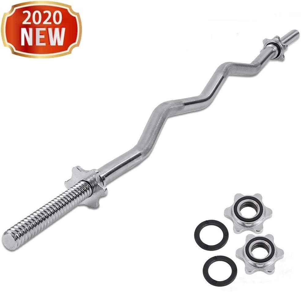 Barbell Bar - 47" Threaded Chrome Barbell Bar, 1 in Barbell Diameter with Ring Collars - Dumbbell Curl Bar wtih Barbell Spring Clip Collars for Home Gym Fitness, Weightlifting, Strength Training : Sports & Outdoors