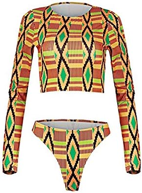 Also Easy Chic Womens African Print Crop Top Swimwear Sexy Bikini Set Swimsuits S OrangeS(US 2-4) New