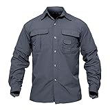 TACVASEN Men's Quick Dry UV Protection Long Sleeve Button Down Shirt