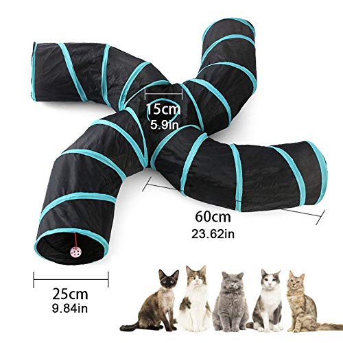 FOONEE Pet Cat Tunnel Toys 4 Way,Indoors Collapsible Cat Tunnels Tubes with Storage Bag,Large Cat Tunnel Play Toy Crinkle for Kitty, Puppy, Rabbits, Kitten, Guinea Pig Outdoor Playing - Thumbnail 6