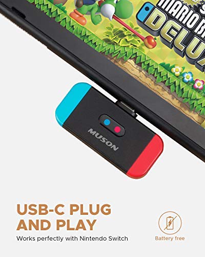 Bluetooth Adapter for Nintendo Switch USB C Wireless Audio Transmitter Support APTX Low Latency Voice Chat Passthrough Charging Compatible with AirPods PS4 Bose Sony and Bluetooth Speakers Earbuds
