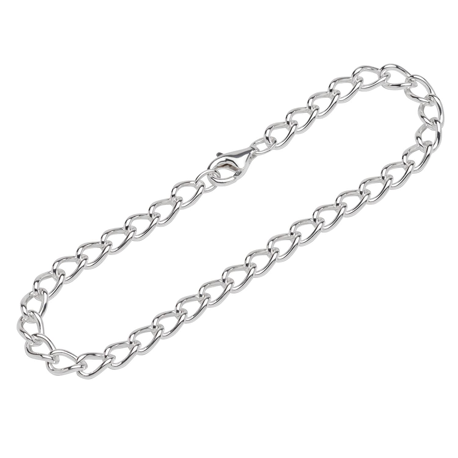 NKlaus bracelet 925 Sterling Silver 19cm long curb chain 4 edge diamond bracelet chain 12415