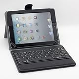 SUPERNIGHT Black Premium Wireless Bluetooth Keyboard Folio Leather Case Cover Magnetic Smart Stand for iPad 2