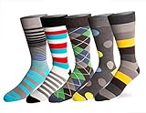 Mens 5 Pack Crew / Dress Socks - Versatile For Any Occasion By VYBE Size (9-13)