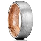 King Will Nature 8mm Men's Tungsten Carbide Ring Brushed Dome Wedding Band with Wood Inner Comfort Fit