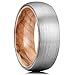 King Will NATURE 8mm Men's Tungsten Carbide Ring Brushed Dome Wedding Band with Wood Inner Comfort Fit