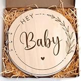 Homirty 35 Pages Wooden Baby Shower Guest Book with Ribbon, Nature Color view 1