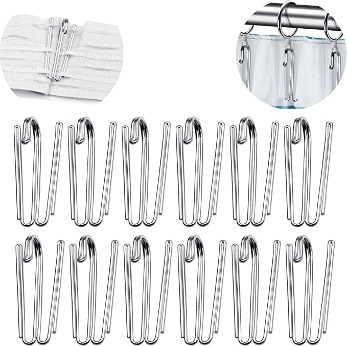 20 PCAK Metal Curtain Hooks Pinch Pleat Header Tape Pins Heavy Duty Deep Prong Hooks-MY077