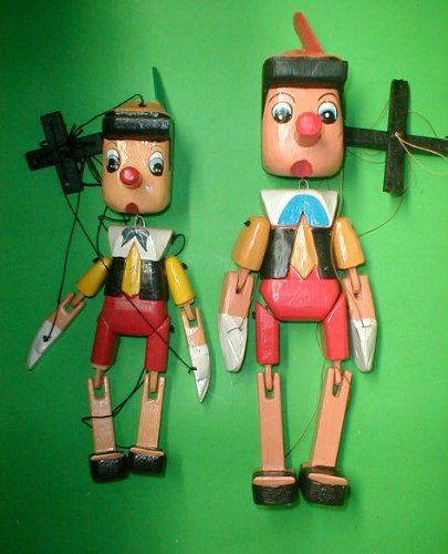 Pinocchio Marionette Puppet Hand Carved Wood Large size 16" Disney