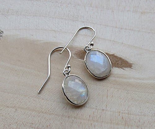 Rainbow Moonstone Sterling Silver Dangle Earrings, Gemstone Jewelry, White Earrings, Bridesmaid Gifts, Wedding Gifts