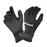 NeopSkin Water Gloves, 3mm & 5mm Neoprene Five Finger Warm Wetsuit Winter Gloves for Diving Snorkeling Paddling Surfing Kayaking Canoeing Spearfishing Skiing