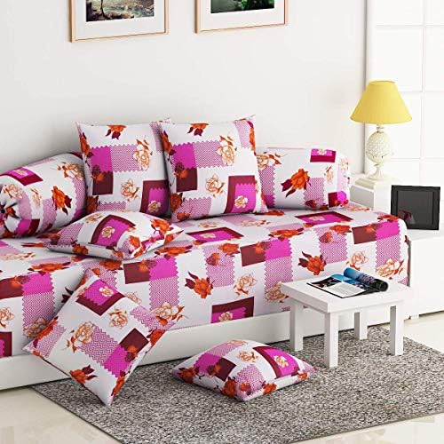 Home Elite 8 Piece 104 TC Cotton Diwan Set - Multicolour