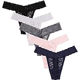 Women's Sexy Lace Thongs V Cheeky Underwear See Through Panties Pack of 5