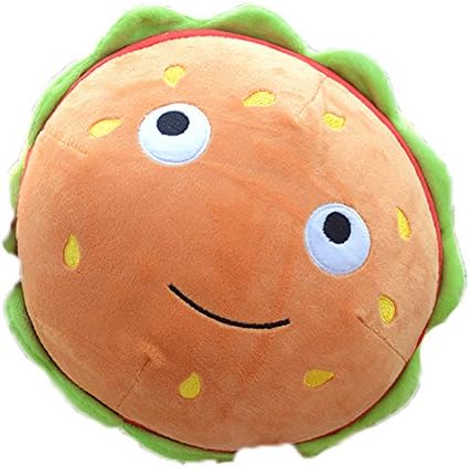 Ins Cute Cuddly Simulation Hamburger Hot Dog Plush Bell Doll 3D Soft Stuffed Hugging Baby Play Teaching Toy Girl Sleeping Bolster Throw Pillow Bed Sofa Cushion Nursery Home Decor Gift Kids Girlfriend