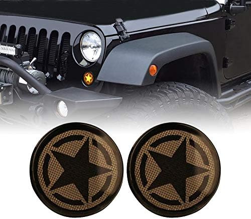 AMERICAN MODIFIED Jeep Wrangler Turn Signal Lights Side Marker Lights Jeep Wrangler Accessories JK JKU & Unlimited Rubicon Sahara Sports,2007-2018(Pair) (Turn Signal Lights, 5 Star)
