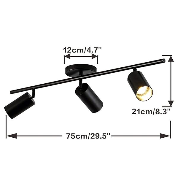 KCO LIGHTING MODERN MATTE BLACK TRACK LIGHTING 3-LIGHTS KITCHEN TRACK LIGHTING FIXTURES CEILING INDOOR FLUSH MOUNT CEILING SPOTLIGHTS DIMMABLE LED CEILING SPOT LIGHT (3-LIGHT)