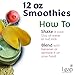 12oz Breakfast Smoothie - 6 Pack - Certified Organic Healthy Whole Fruit & Vegetable Powder - Nutritious Raw Non-GMO Superfoods & Natural Instant Vegan Protein Mix - No Sugar Added (Leap Green Revive)