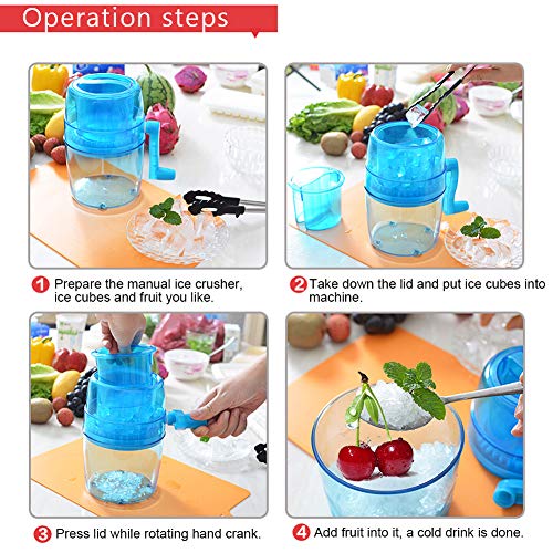 Asixx Eiscrusher, 1.1L Ice Crusher Handbuch, Ice Chopper Machine mit Handkurbel Ice Chopper Maker für Cocktails – Bild 8