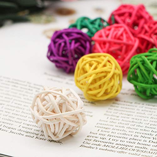 JETEHO 30 Pack Birds Toy Rattan Toy Balls Birdsor Parrot Budgie Parakeet Chewing Toys Pet Bird Chew Toy Table Wedding Party Decorative Crafts Hanging DIY Accessories