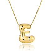 FCBTOCO Initial Necklace for Women,Gold Silver Bubble Balloon Letter Necklace,Dainty Personalized Puffy Chunky Name Necklaces,Trending Jewelry Gift