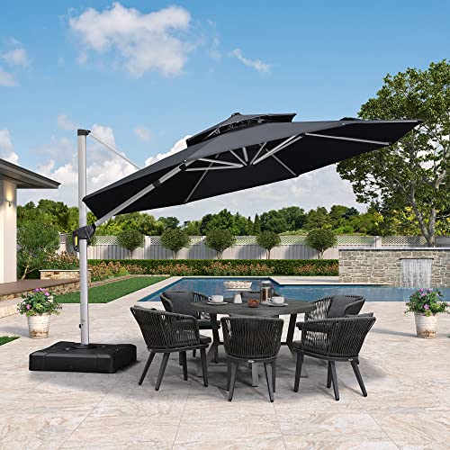 PURPLE LEAF 12 Feet Double Top Round Deluxe Patio Umbrella Offset