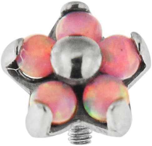 AtoZ Piercing 5 Opal Stones Flower G23 Grade Titanium Top Dermal Anchor Jewelry