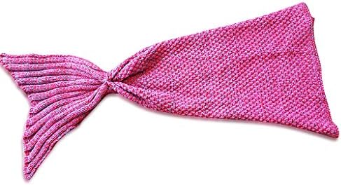 Mermaid Tail Blanket Knit Crochet for Baby Swaddling Sleeping Bag by ZenKids (Rose Red)