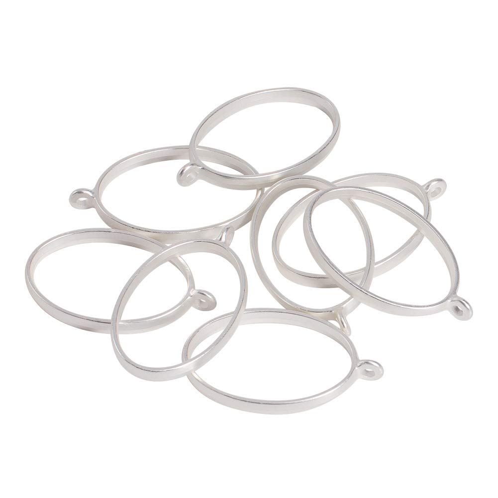 PH PandaHall 10pcs Oval Open Back Bezel Pendants, Silvery Jewelry Frame Charms Hollow Frame Pendants Resin Bezels Pendant for Jewelry Making Earrings Necklace Bracelet DIY Crafts, 39x23.8mm