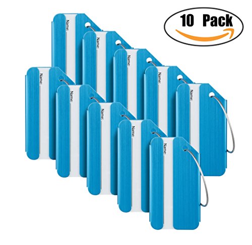 Travelambo Luggage Tags & Bag Tags Stainless Steel Aluminum Various Colors (blue 10 pcs set)
