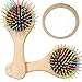 Beautyours Detangling Hair brush 2-Pack set Wooden Detangler Hair Comb Anti-static Brush with Mirror for Tangled Hair to Massage & Protect Scalp
