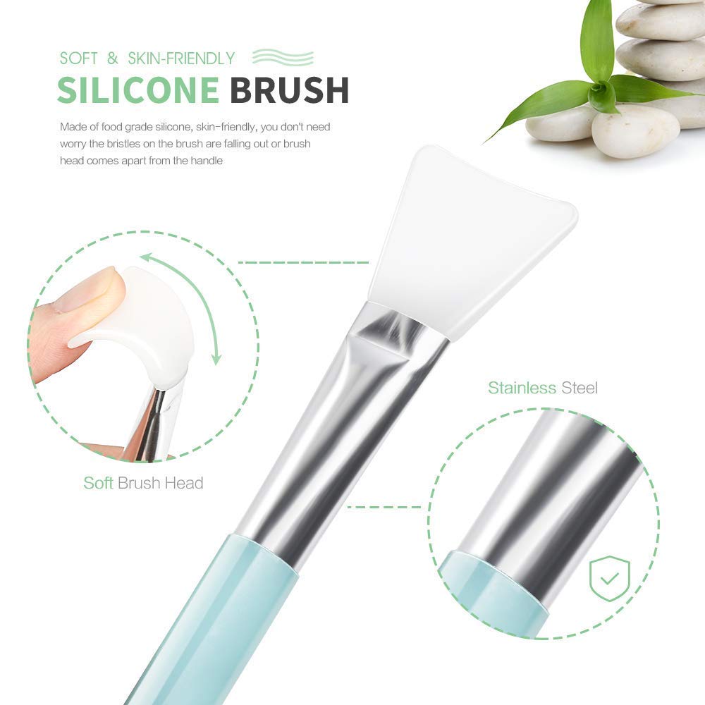 Face Mask Mixing Bowl Set, Teenitor DIY Facemask Mixing Tool Kit with Silicon Face Mask Brush Facial Mask Bowl Stick Spatula Gauges Puff, Pack of 8, Green : Beauty