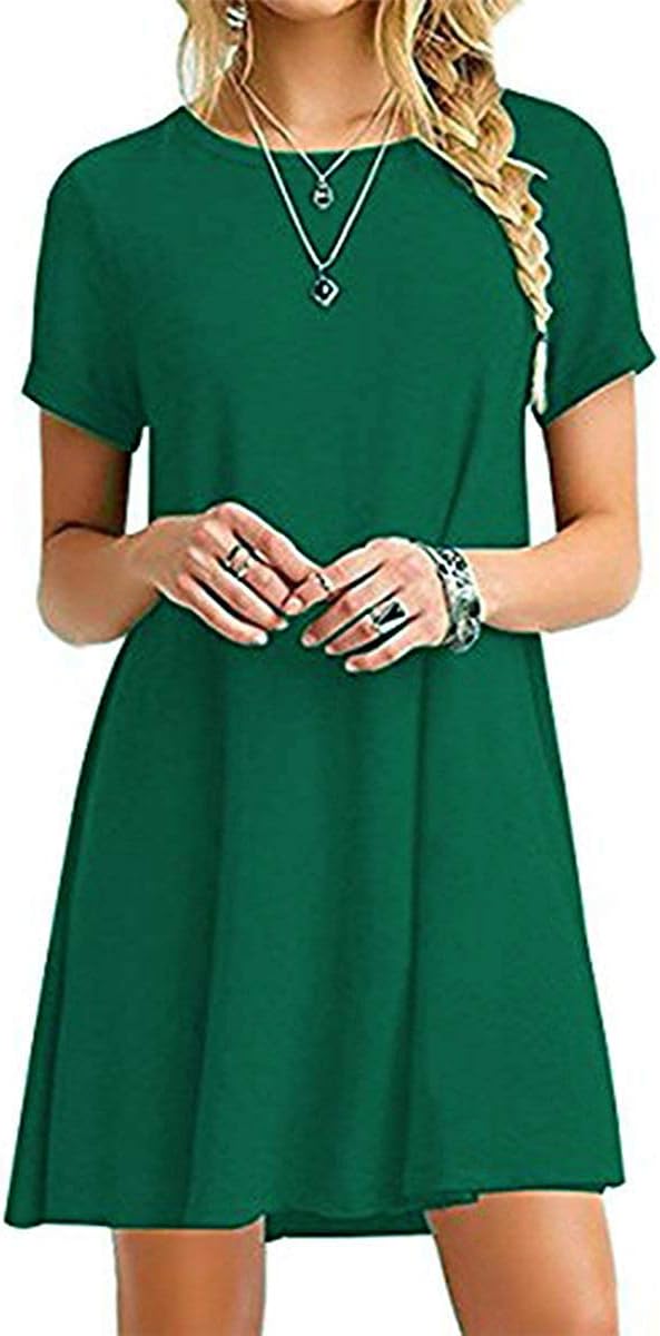 YOUCHAN Tshirt Dress Women Summer Swing Dresses Tee Shirt Short Sleeve Casual Basic Tops T-Shirt A line Loose Fit