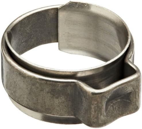 Oetiker 15400027 Stainless Steel Hose Clamp with Insert, One Ear, Clamp ID Range 9.6 mm (Closed) - 11.3 mm (Open) (Pack of 100)