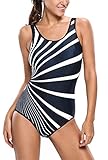 Dokotoo Womens Stripes Color Block One Piece Bathing Suit Swimsuit Monokini