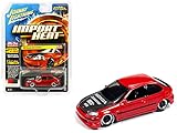 1998 Honda Civic Custom Red with Carbon Hood Street Freaks Series Limited Edition to 4,800 Pieces Worldwide 1/64 Diecast Model Car by Johnny Lightning JLCP7173