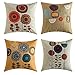 MIULEE Pack of 4, Flower Decoration Linen Burlap Decor Square Throw Cushion Cover Cushion Case for Living Room Sofa Bedroom Car 18 x 18 Inch 45 x 45 cm
