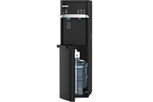 ICEVOKE 3 in 1 Water Cooler Dispenser with Ice Maker, Hot Cold Room Temp Water and Bullet Ice, Bottom Loading for 3 or 5 Gallon, Self-cleaning Water and Ice Dispenser, Child Safety Lock, Touch Control