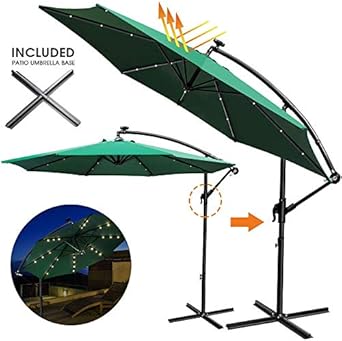 MASTERTOP Sonnenschirm 270 cm Grün Terrassenschirm mit 24 LED Licht