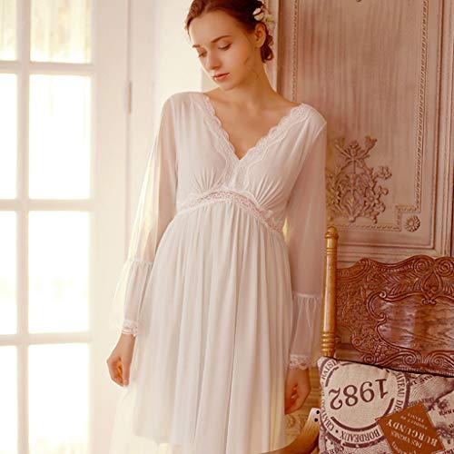 Women's Maternity Lace Nightgown,Nursing Nightdress Hospital Gown Delivery/Labor/Pregnancy Soft Breastfeeding Dress - Thumbnail 2