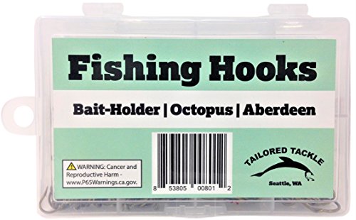 Tailored Tackle Freshwater Fishing Hooks 150 Piece Assortment of Octopus Hooks Baitholder Hooks Aberdeen Hooks