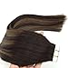 GOO GOO Tape in Hair Extensions Human Hair, 2/6/2 Balayage Dark Brown to Chestnut Brown, 16inch 50g 20pcs, Thick Ends Straight Seamless, Invisible