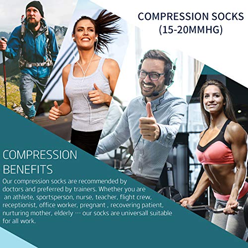 image for COOLOVER Compression Socks,(7 or 8 Pairs) Compression Sock for Women &