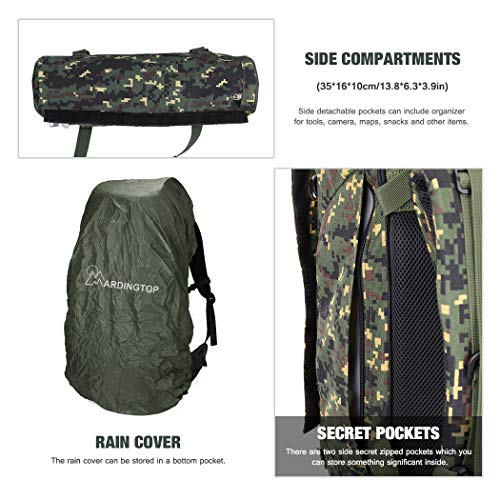 Mardingtop 65+10L Molle Hiking Internal Frame Backpacks with Rain Cover