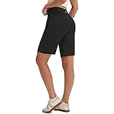 baleaf Women's Bermuda Long Shorts 9" High Waisted with Pockets Knee Length Shorts for Women Walking Athletic Running