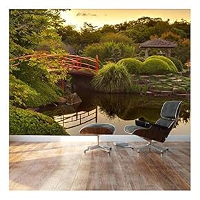BRAND_NAMEJapanese Footbridge and Garden Landscape Wall Mural