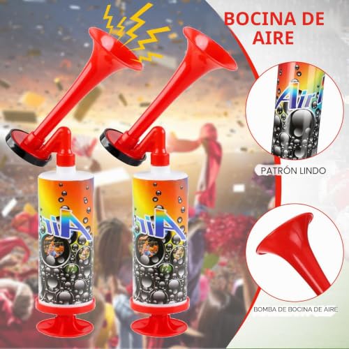 Qaestuan 2 Pcs Compressed Air Horn, Portable Air Horn, Manual Air Horns, Loud Noise Maker, for Outdoor Camping, Boating, Birthday Party, Sports Events