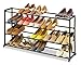 Whitmor 4-Tier 20 Pair Shoe Rack - Vertical Storage Bench, Space Saving Portable Home Shoe Organizer Tower Unit - Easy to Assemble - No Tools Required - Black Finish – 9” x 35” x 18” Inch