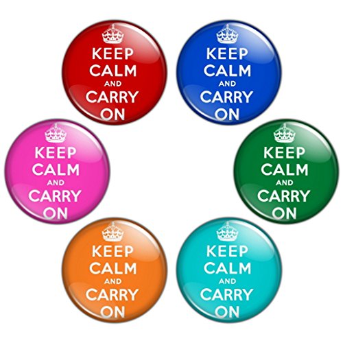 Button Bistro Women's Keep Calm & Carry On 1.25 inch Pinback Button Set Badges
