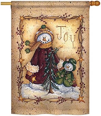 Christmas Joy Snowman - Winter Christmas Decoration - 28" x 40" Impressions House Flag by Ornament Collection - US made
